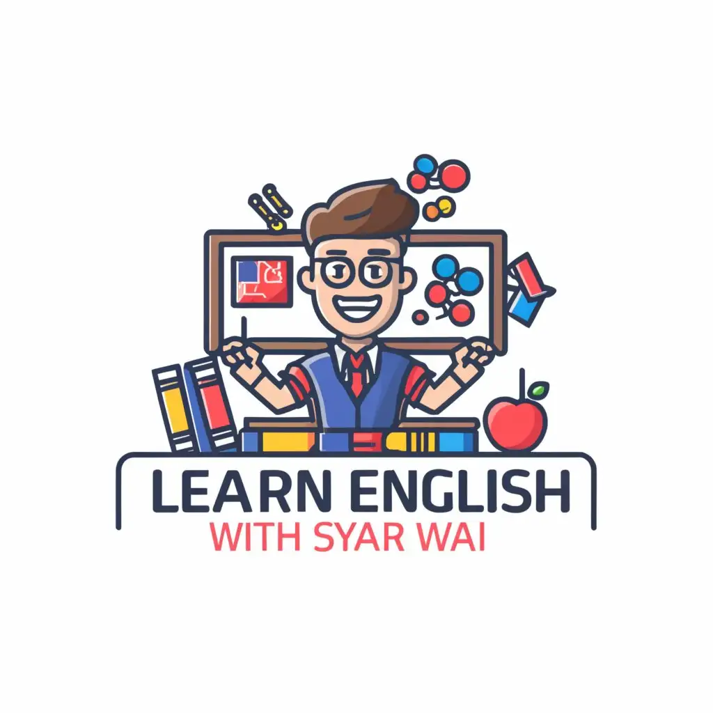 a logo design,with the text "Learn English With Sayar Wai", main symbol:An English Teacher,Moderate,be used in Education industry,clear background