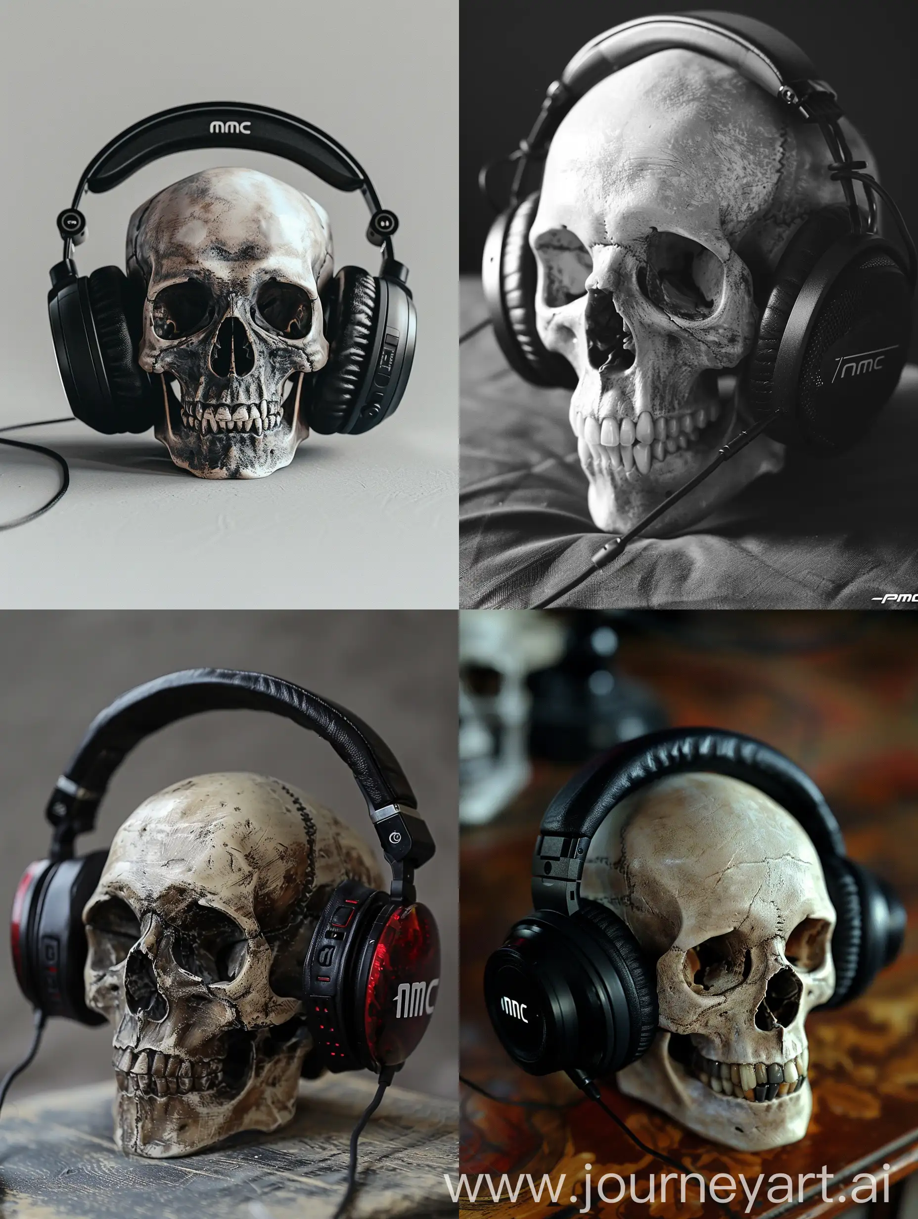 skull wearing gaming headphones in PMC Wagner style