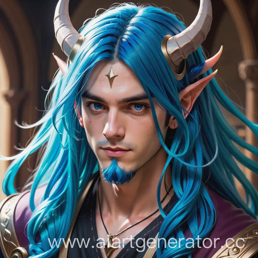 The guy with long blue hair and horns