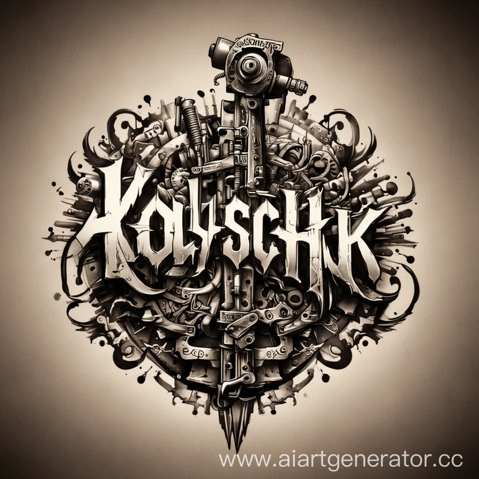 Rock-Artist-Kolyschik-with-Tattoo-Machine-Bold-Logo-Design