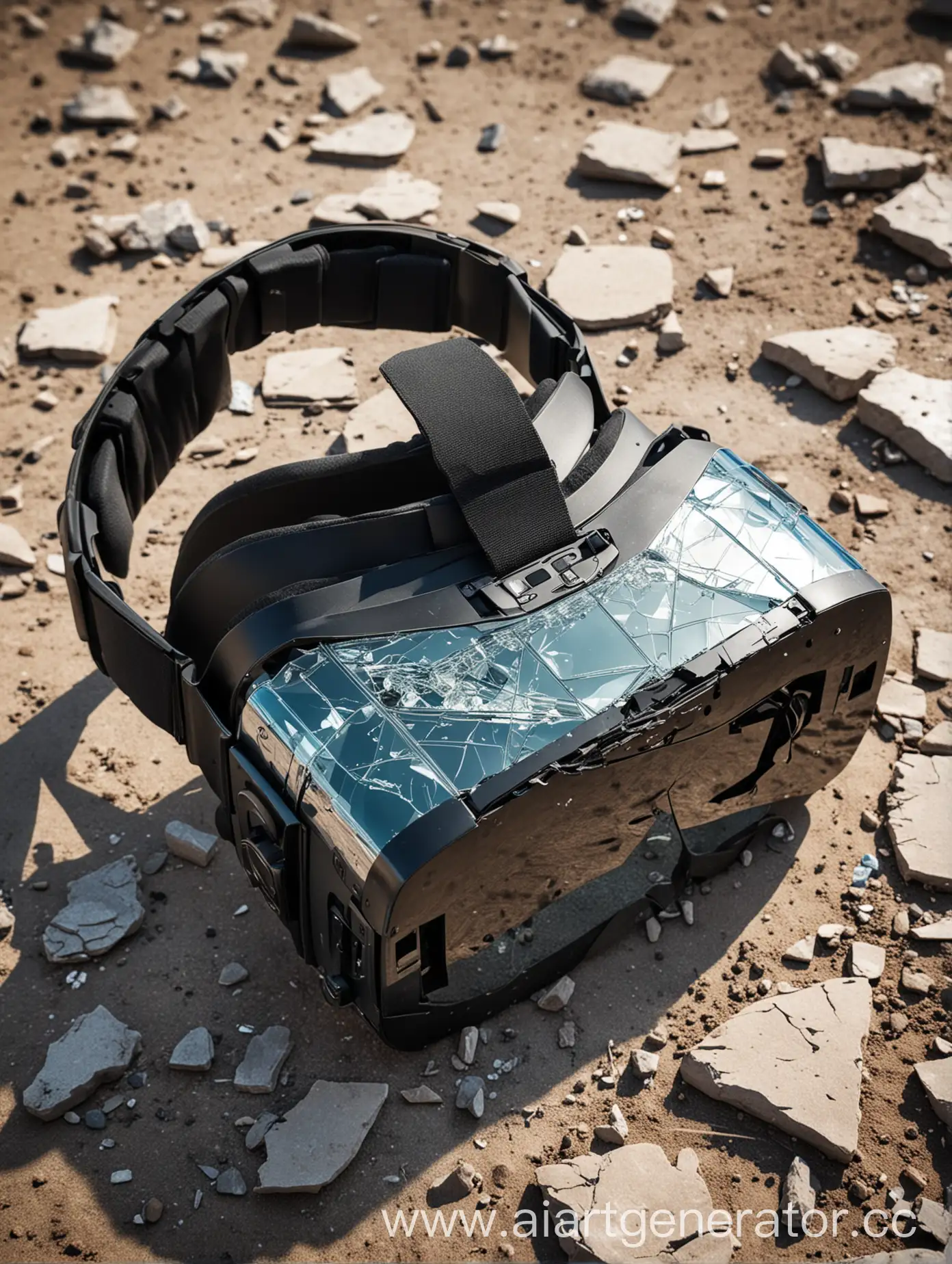 Damaged-Virtual-Reality-Gaming-Headset-in-PostApocalyptic-Setting