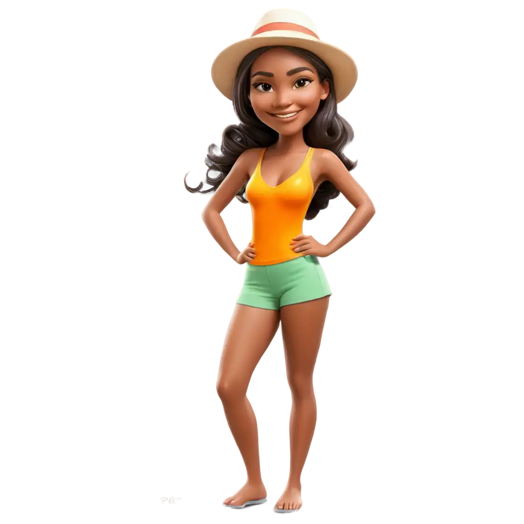 caricature beach outfit girl
