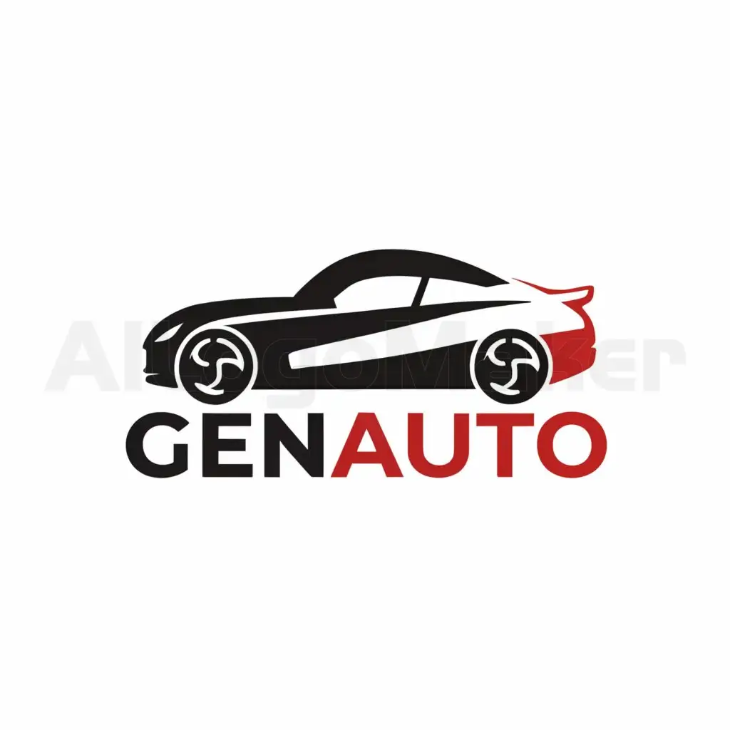 a logo design,with the text "GenAuto", main symbol:car, tires,Moderate,be used in Automotive industry,clear background