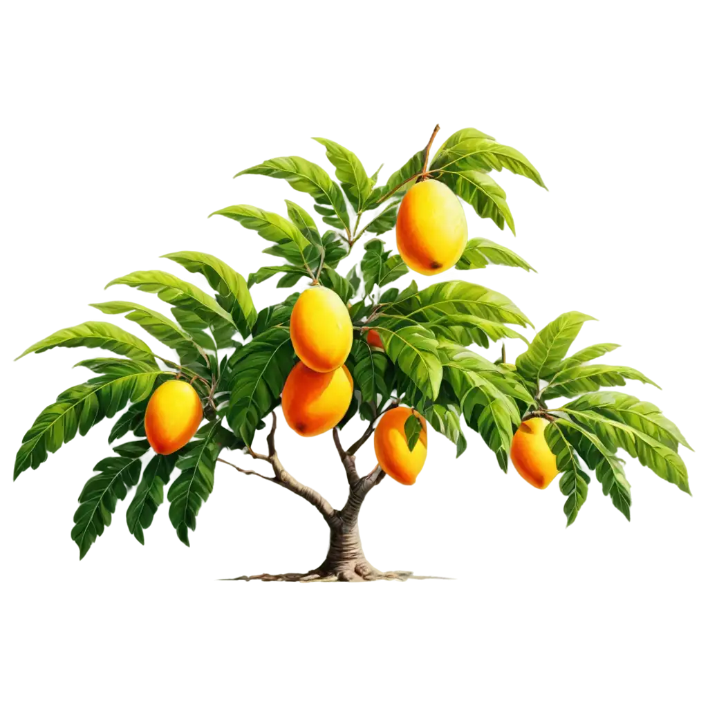 ripe mango tree , oil painting, 3d render