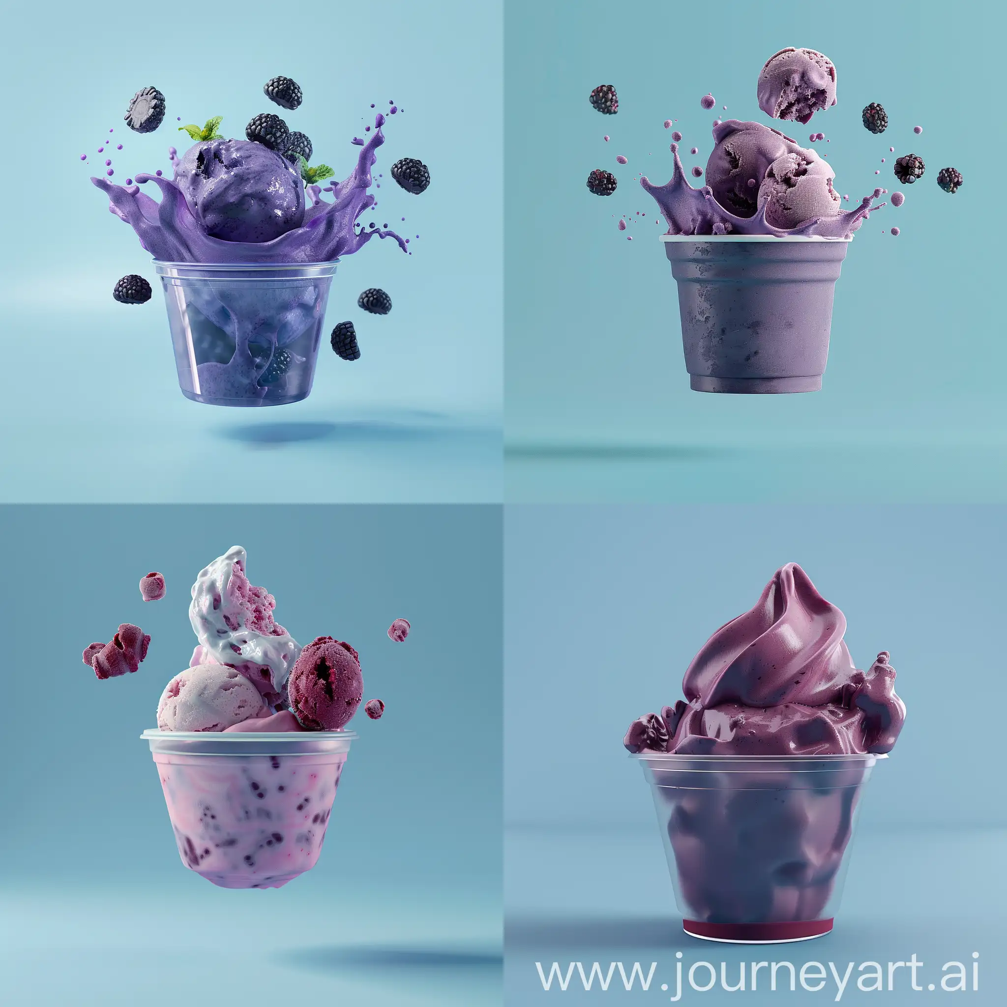 Floating-Aai-Ice-Cream-in-a-Plastic-Cup-with-Blue-Background