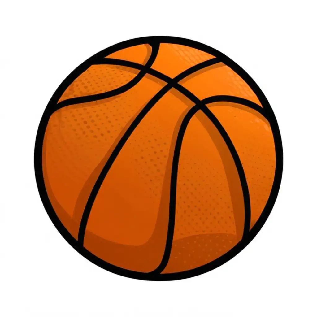 Realistic Orange Basketball Clip Art on White Background