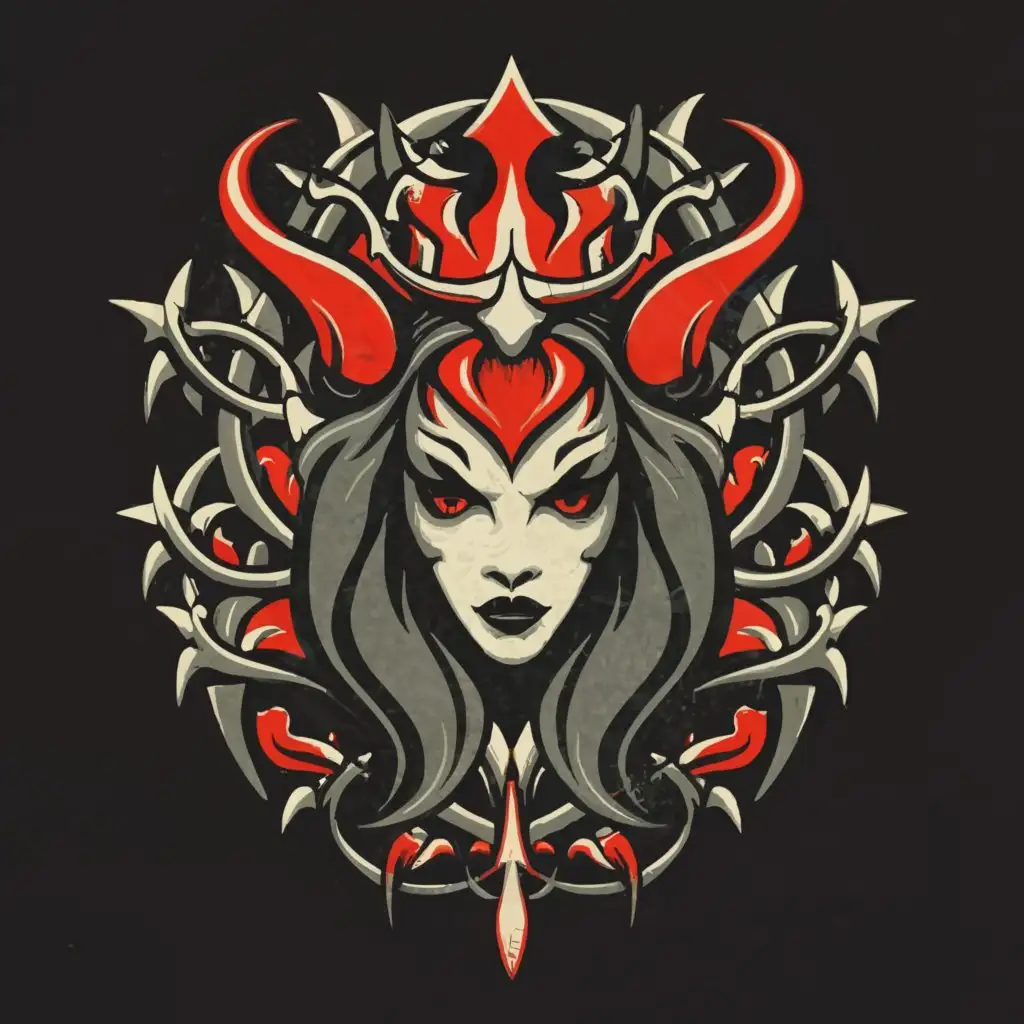 a logo design,with the text "Demonic Invasion!", main symbol:A demon queen,complex,clear background