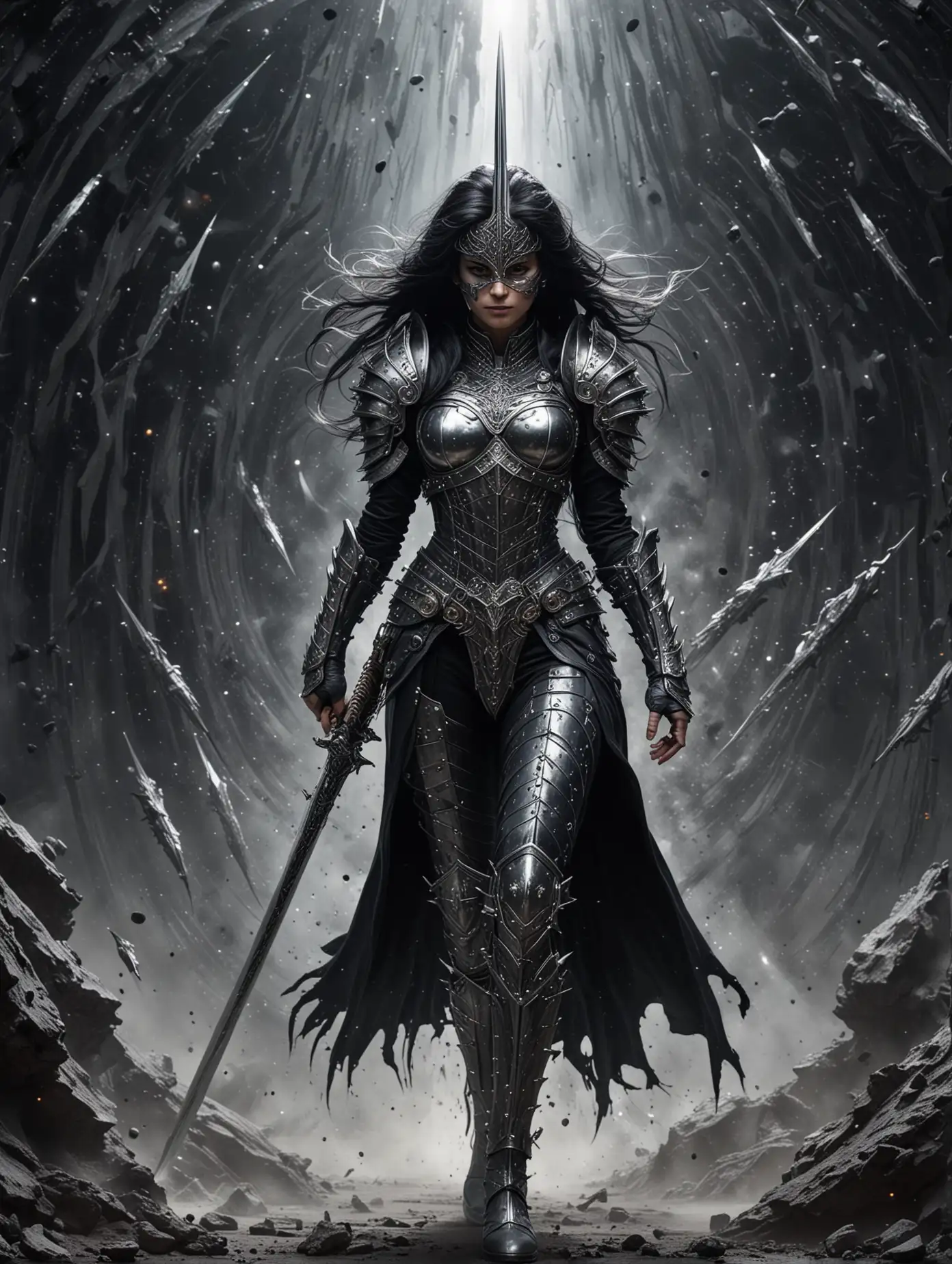 Powerful-Silver-Armored-Woman-Warrior-Against-the-Void