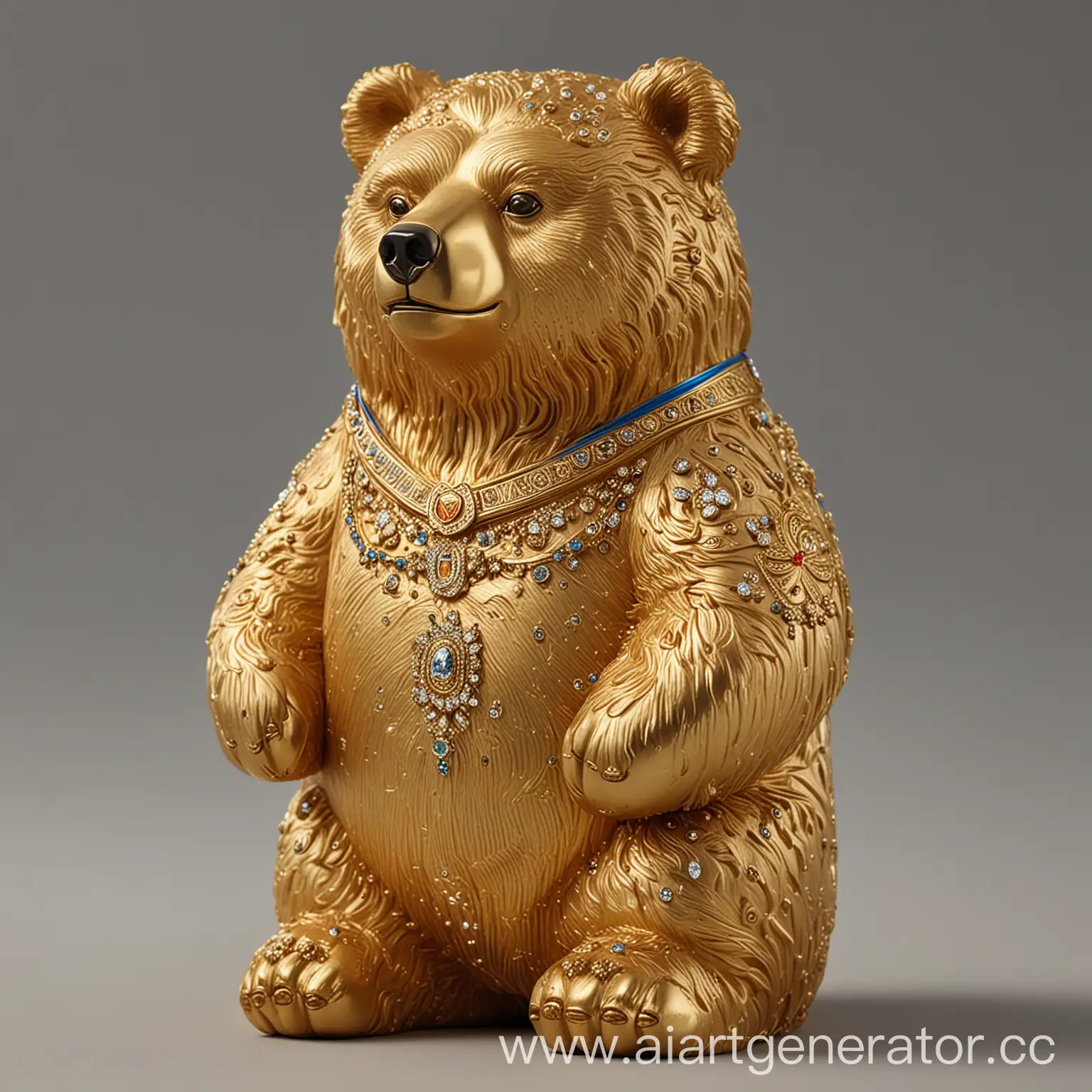 Majestic-Russian-Bear-Statue-in-Gleaming-Gold