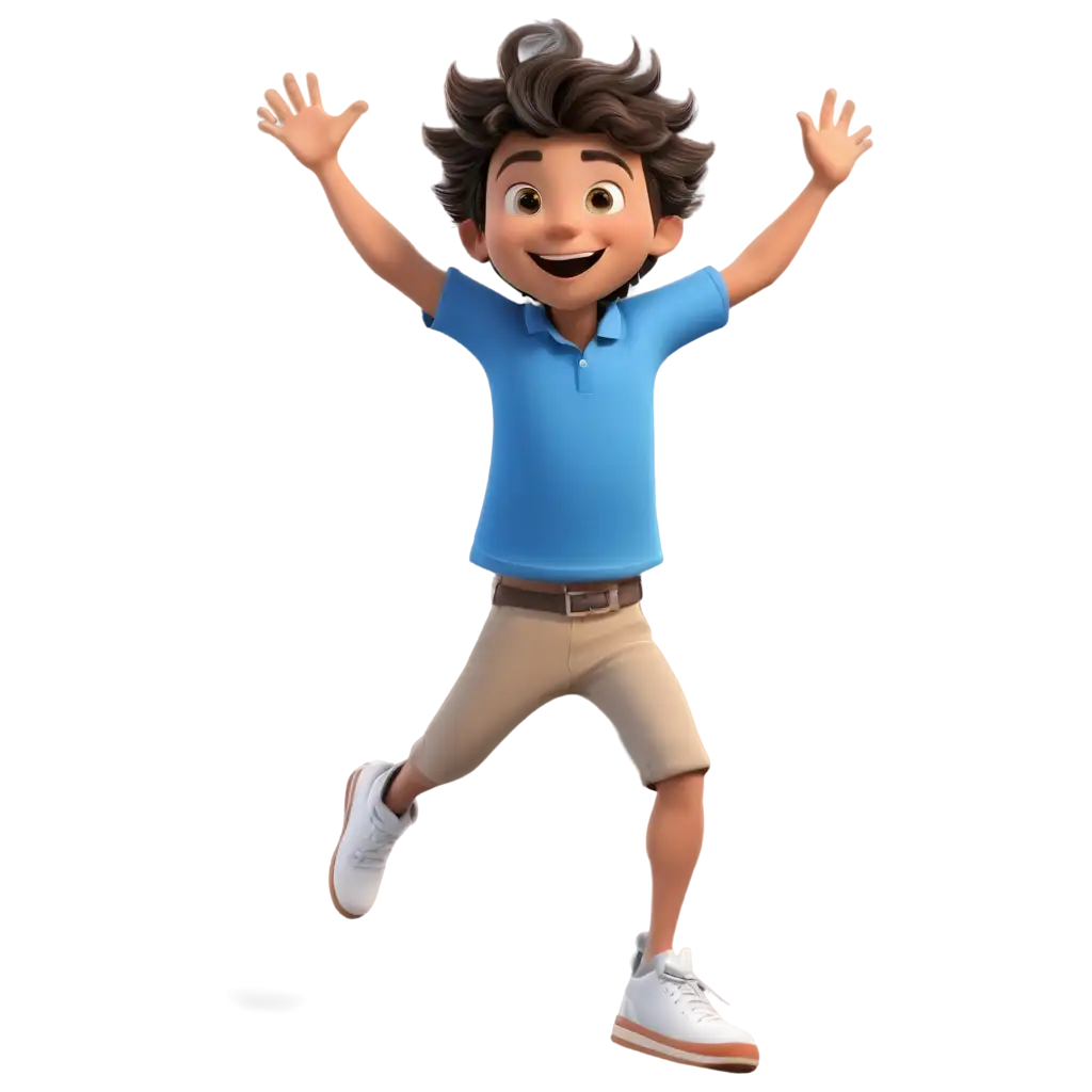 HighResolution-PNG-Cartoon-Cheerful-Boy-Jumping-in-Blue-Cotton-Attire