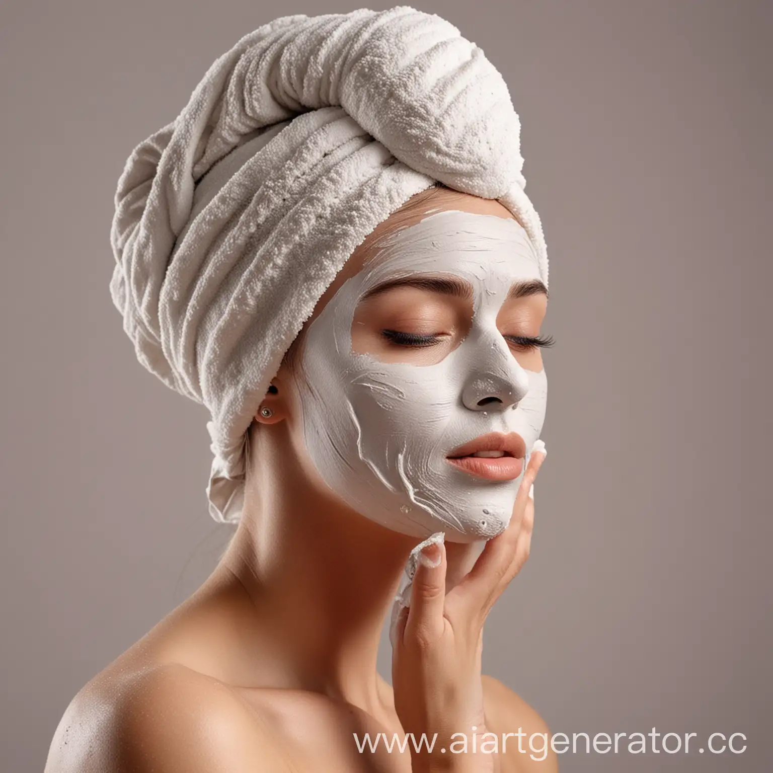 Profile-of-Woman-with-Clay-Mask-and-Turban-Towel