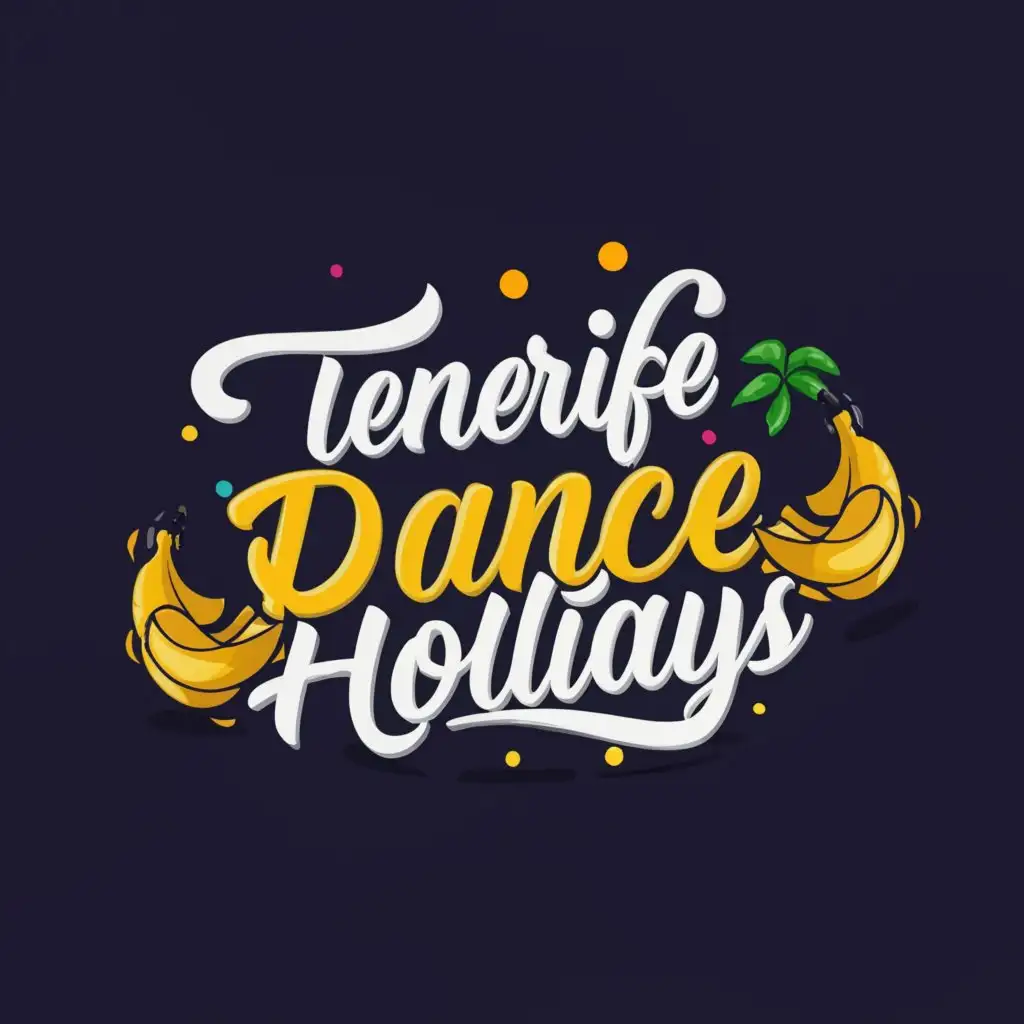 a logo design,with the text "Tenerife Dance Holidays", main symbol:dancing bananas,Moderate,be used in Events industry,clear background