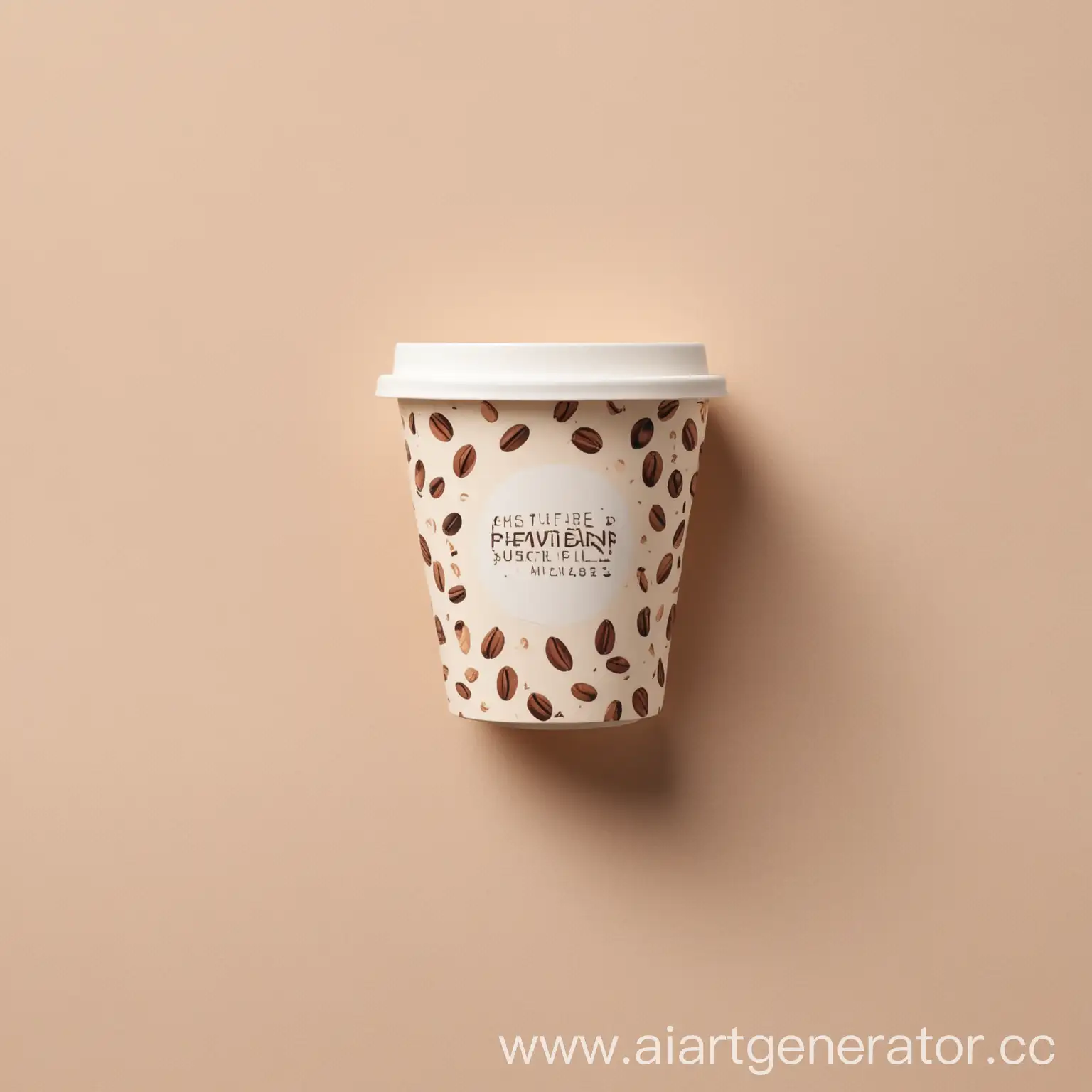 макет стакана для кофе, минимализм, летний узор, место для логотипа