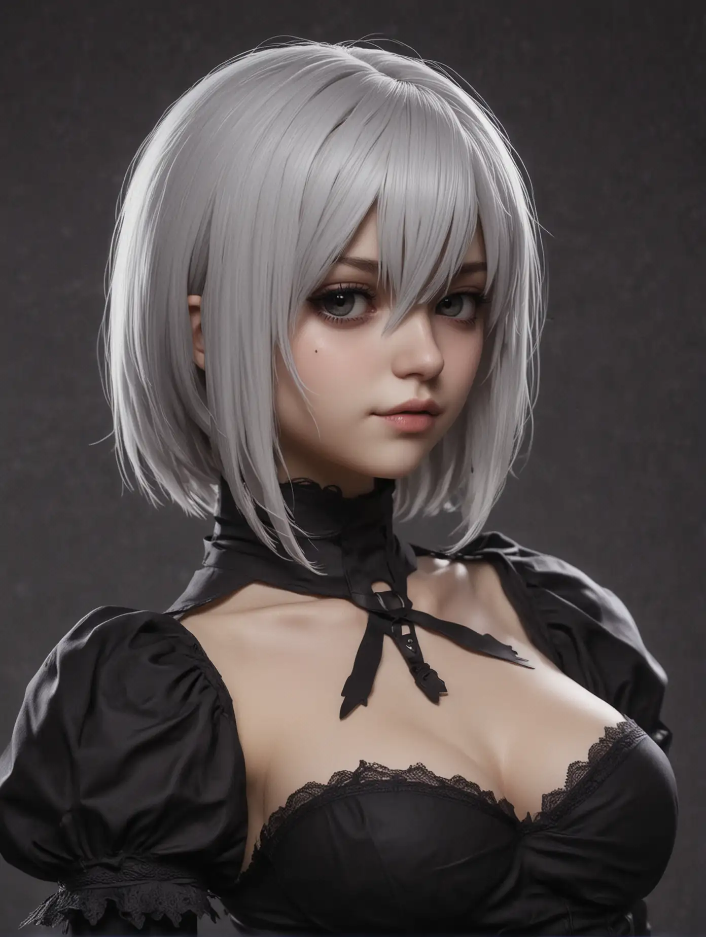 Yorha-2B-Model-Poses-in-Lingerie-Futuristic-Android-Fashion-Photography