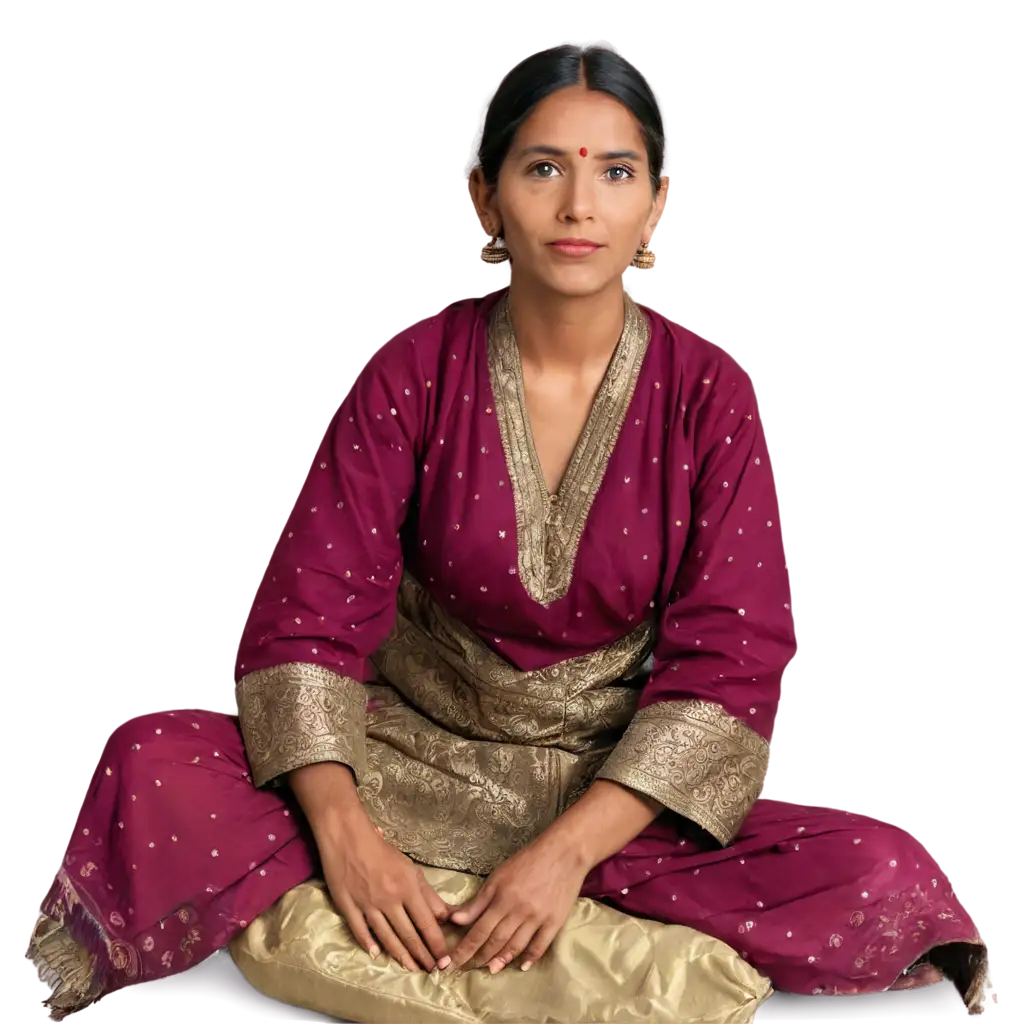 sitting indian villger with traditional clothes
