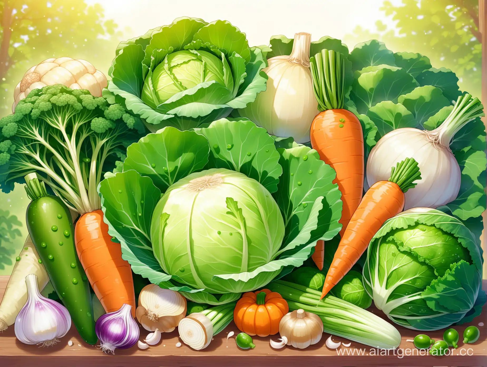 целебные овощные растения , капуста, морковка, огурцы, лук. чеснок. пастернак, горошек, тыква