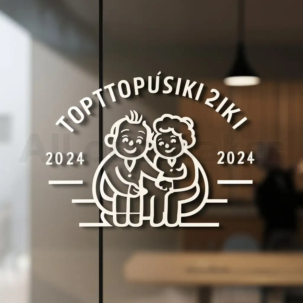 a logo design,with the text "Toptopushki 2024 year", main symbol:grandfather with grandmother,Moderate,be used in Entertainment industry,clear background