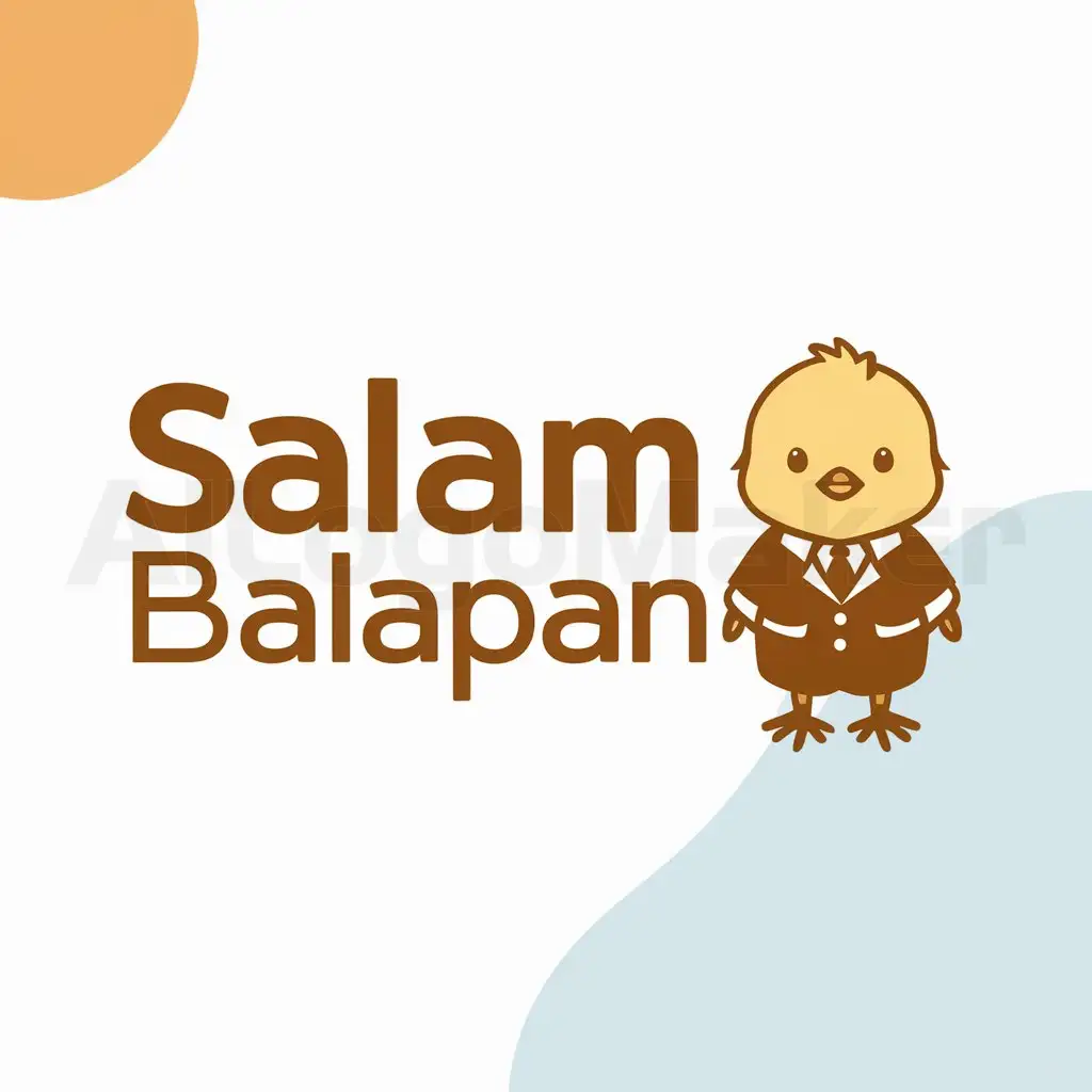 a logo design,with the text "SALAM BALAPAN", main symbol:a little chick in a children's suit,Moderate,clear background