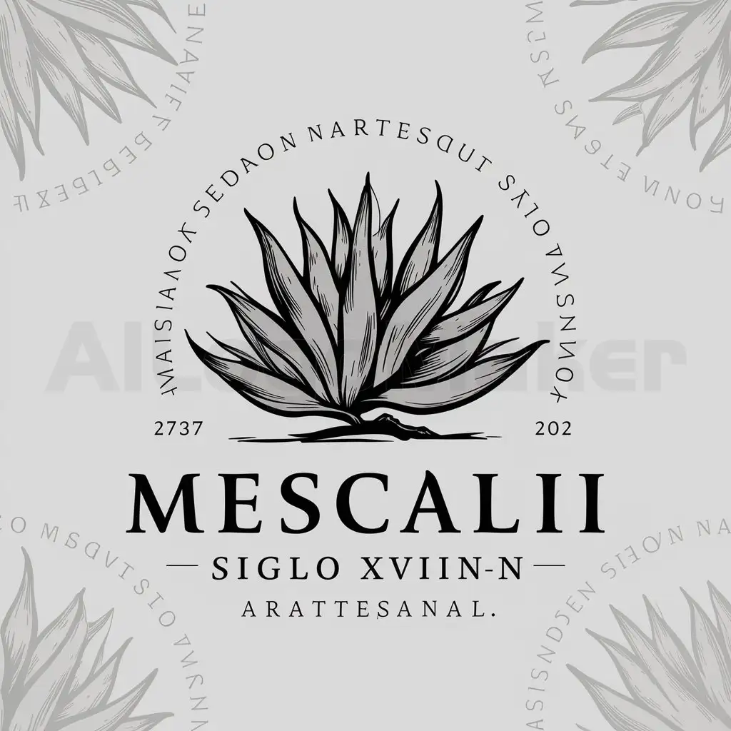 a logo design,with the text "MESCALII SIGLO XVIInARTESANAL", main symbol:Maguey, agave,Moderate,be used in MESCAL industry,clear background