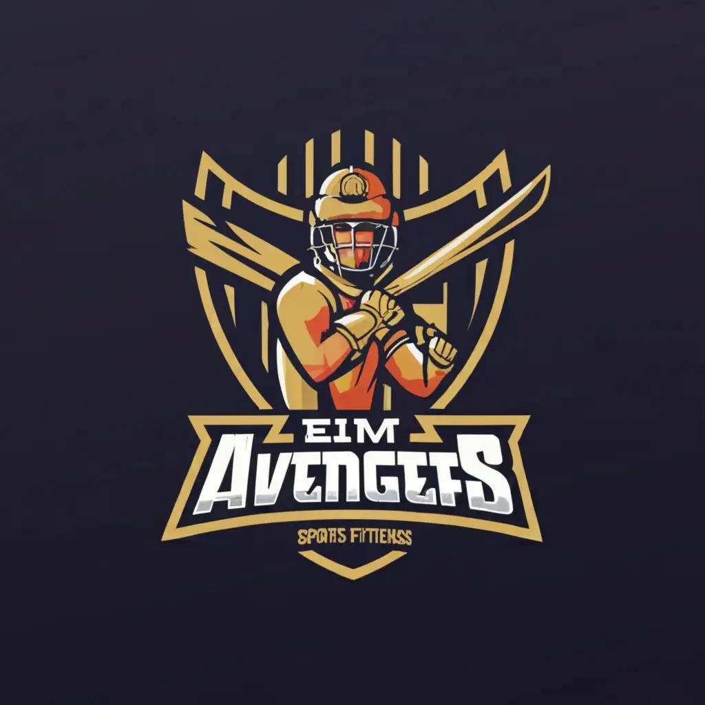 a logo design,with the text "EIM Avengers", main symbol:Cricket team logo,Moderate,be used in Sports Fitness industry,clear background