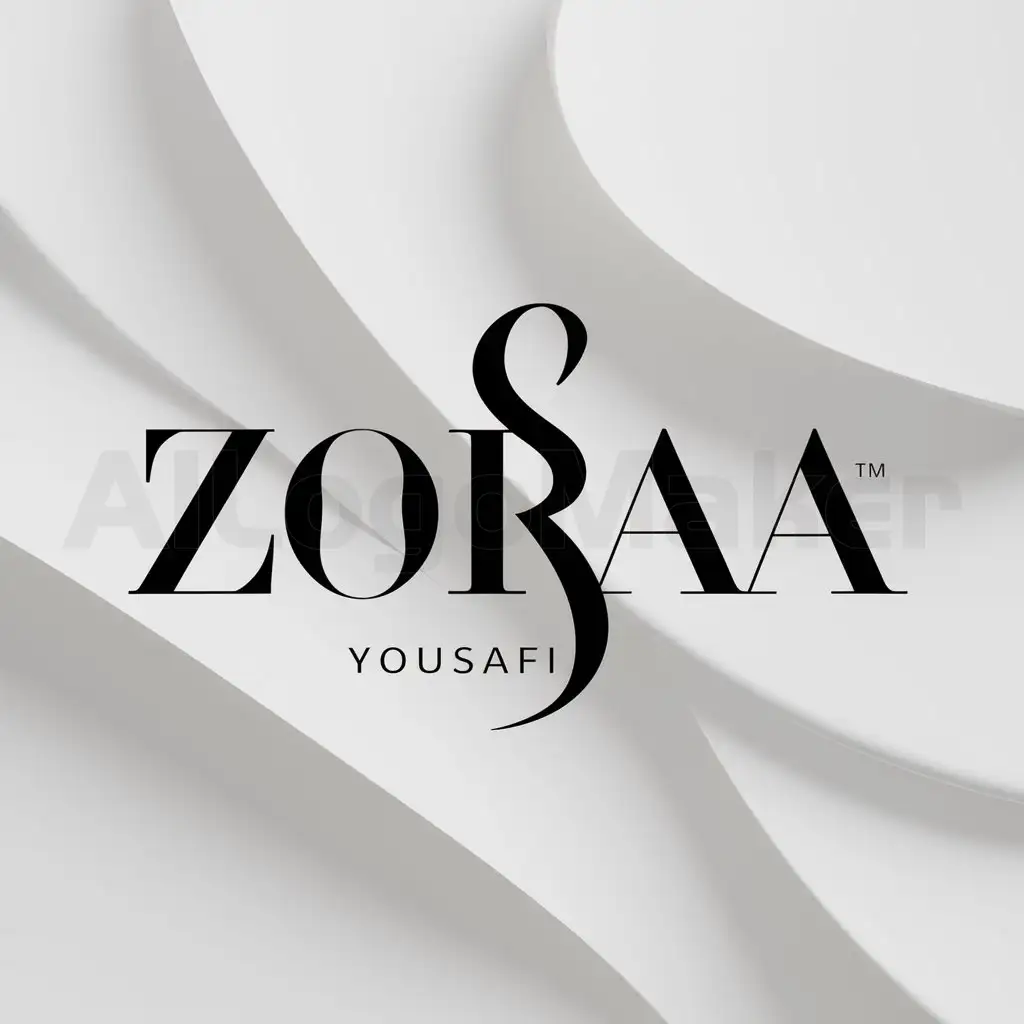 a logo design,with the text "zaraa", main symbol:Yousafi,Moderate,clear background