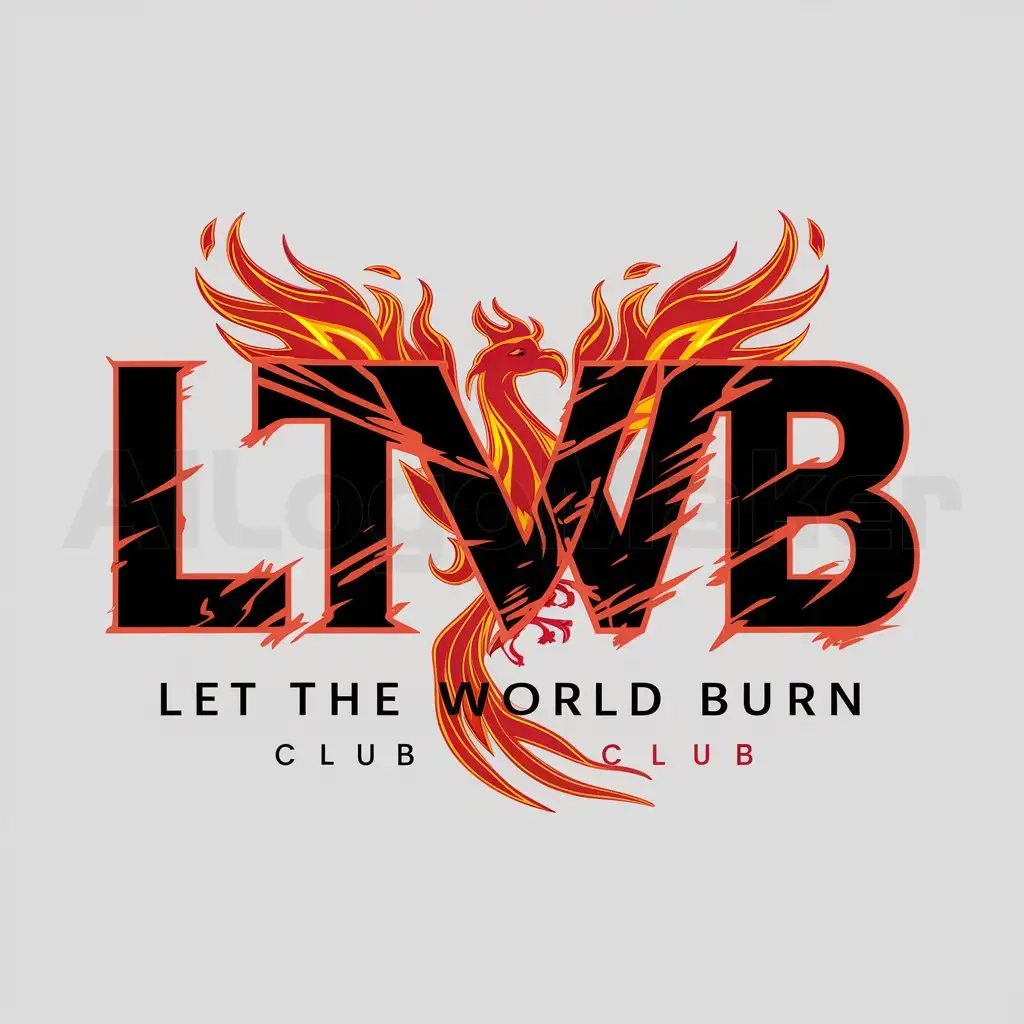 a logo design,with the text "LTWB", main symbol:create for me a club picture with the letters LTWB that stands for let the world burn,complex,clear background