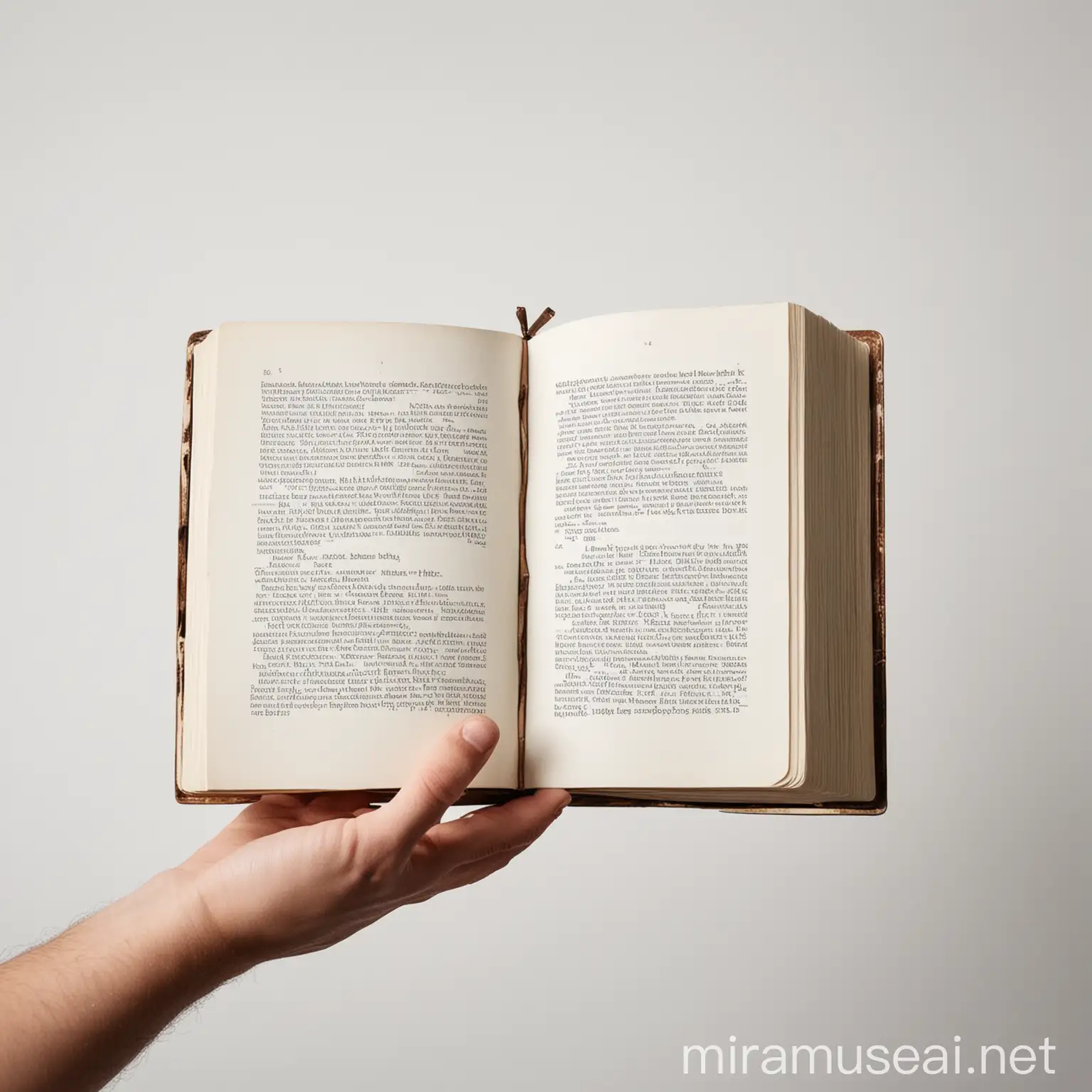 A hand with a book in a white background.