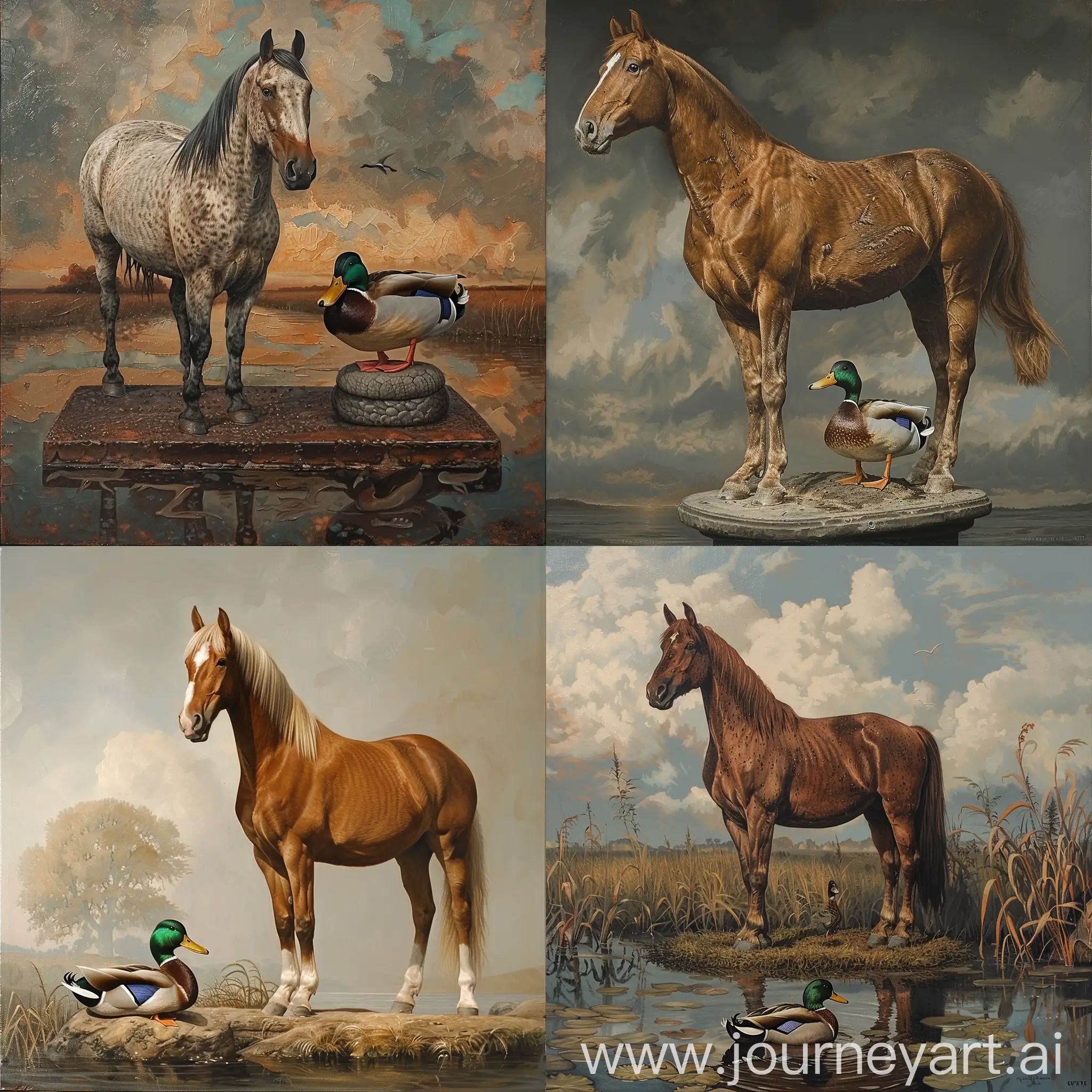 Realistic-Horse-Standing-on-Duck-Artwork