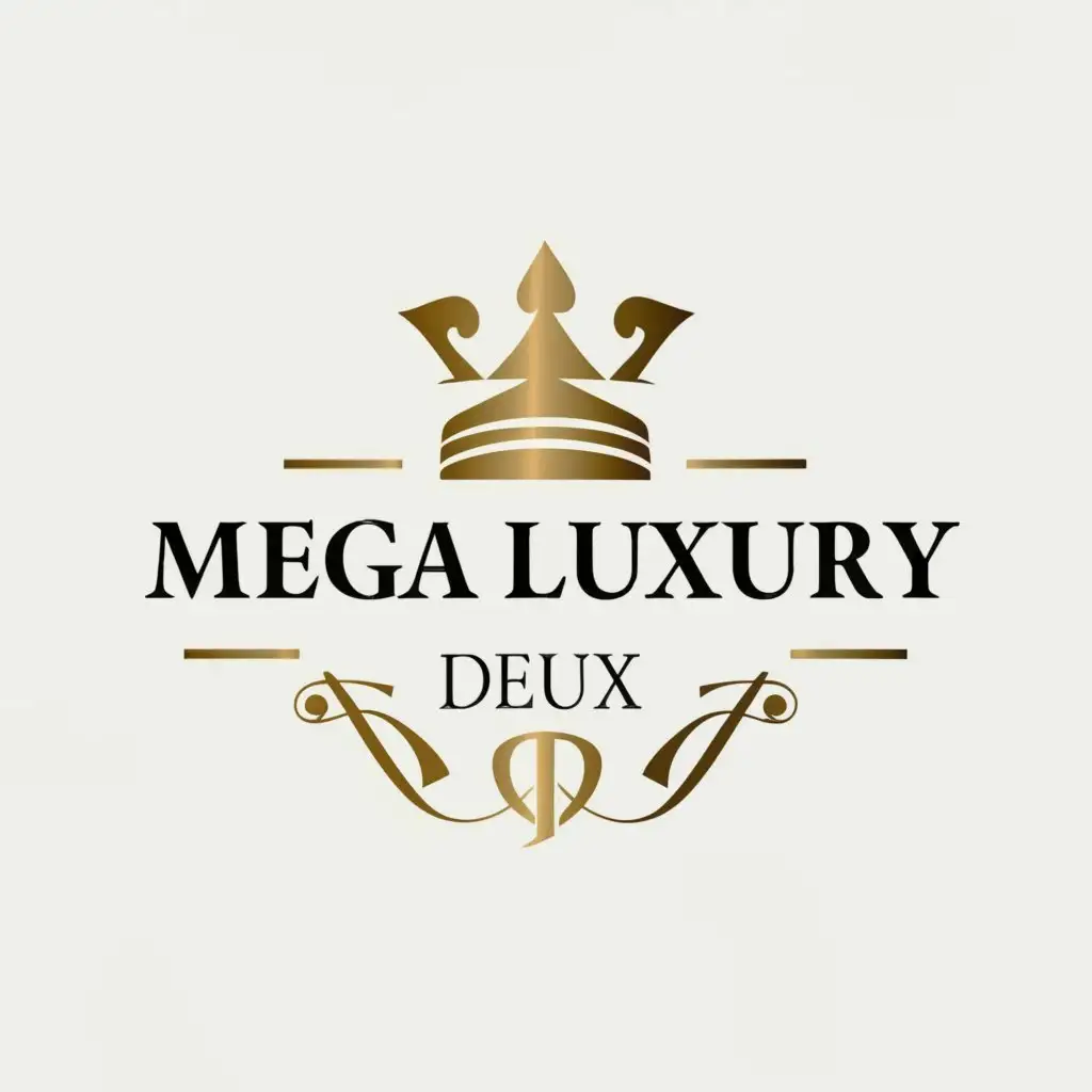 a logo design,with the text "Mega luxury deluxe", main symbol:Crown,Minimalistic,clear background