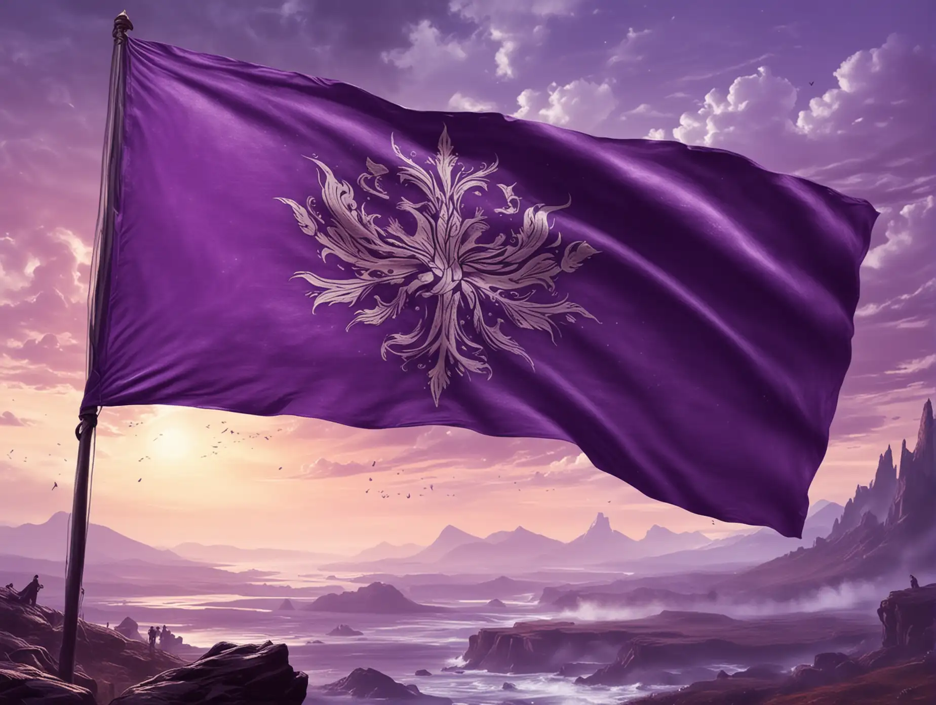 Design a violet flag of a fantasy fiction nation.
