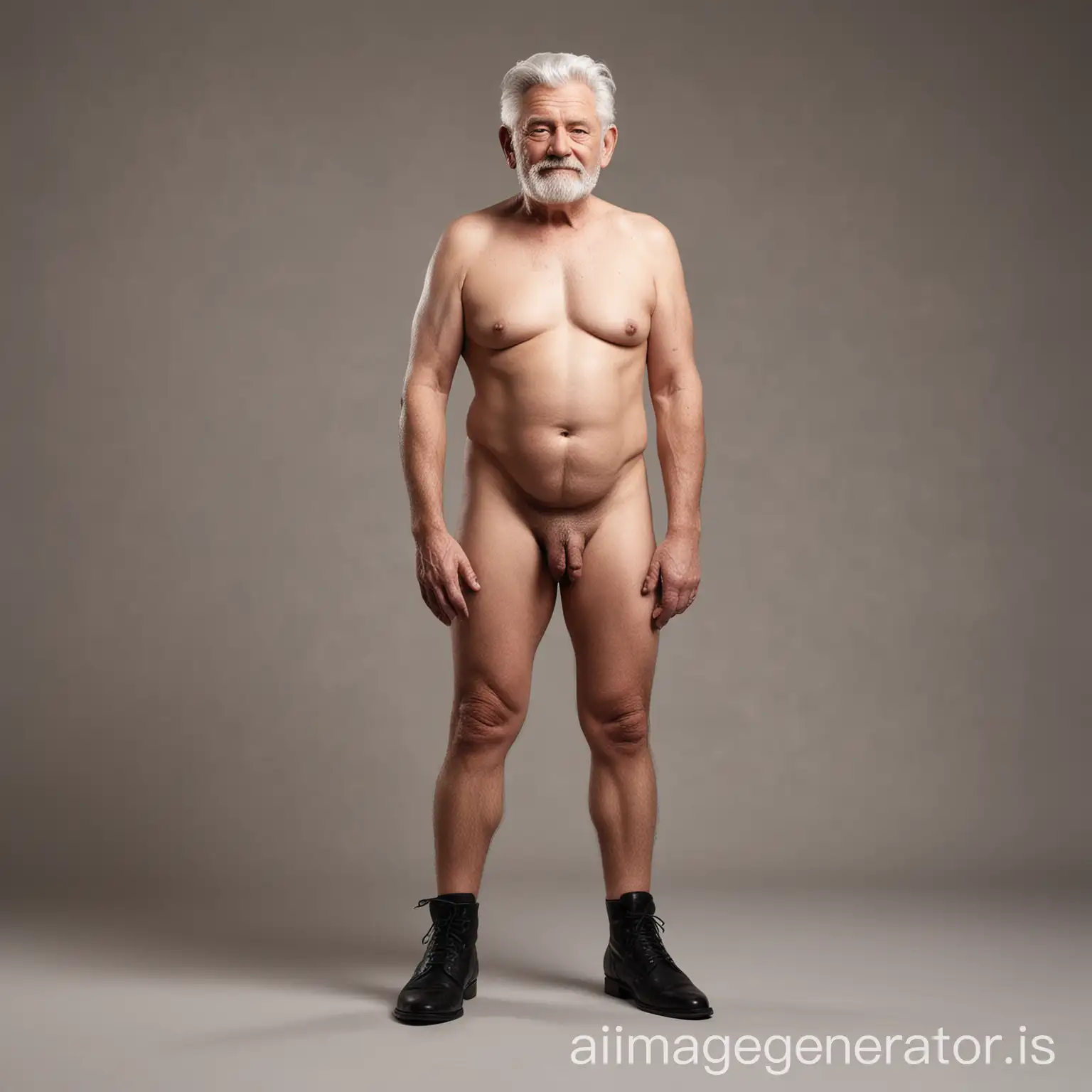 Elderly Nude Man in Dramatic Lighting on Cream Background | AI Image  Generator