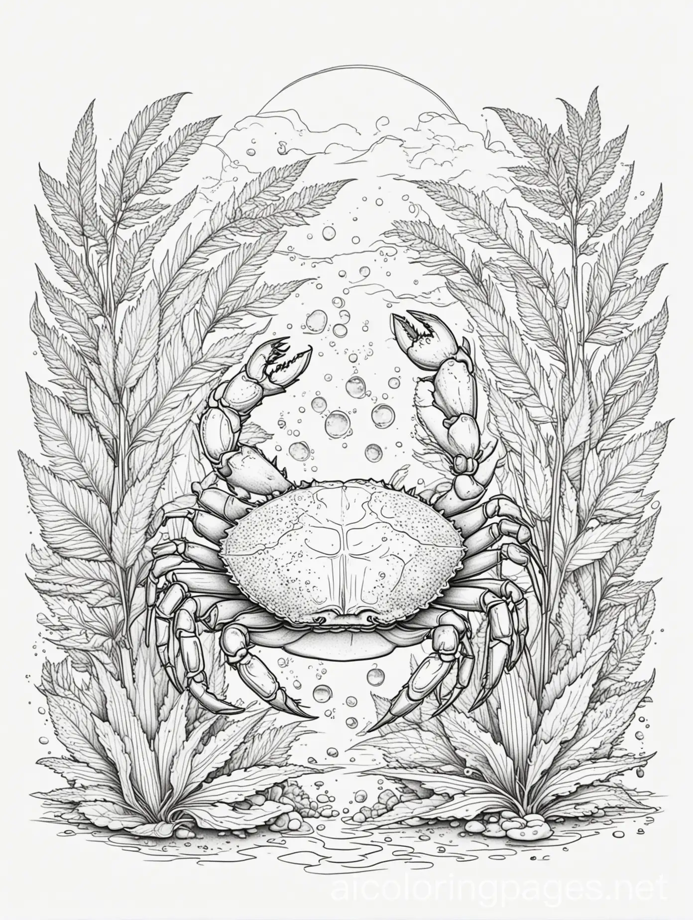 Fantasy-Crab-Coloring-Page-for-Kids-Simplified-Line-Art-on-White-Background