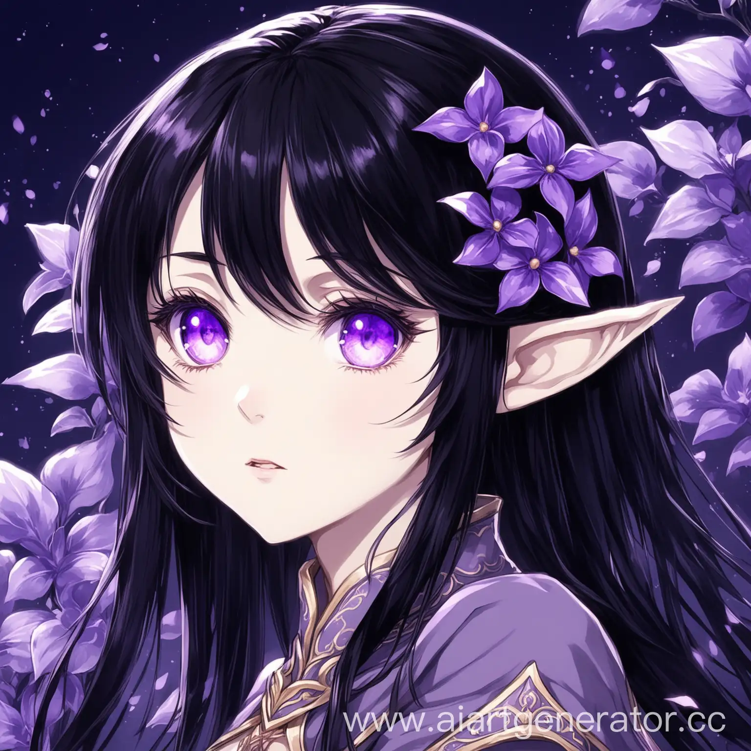 Enchanting-Anime-Elf-Girl-with-Black-Hair-and-Violet-Eyes