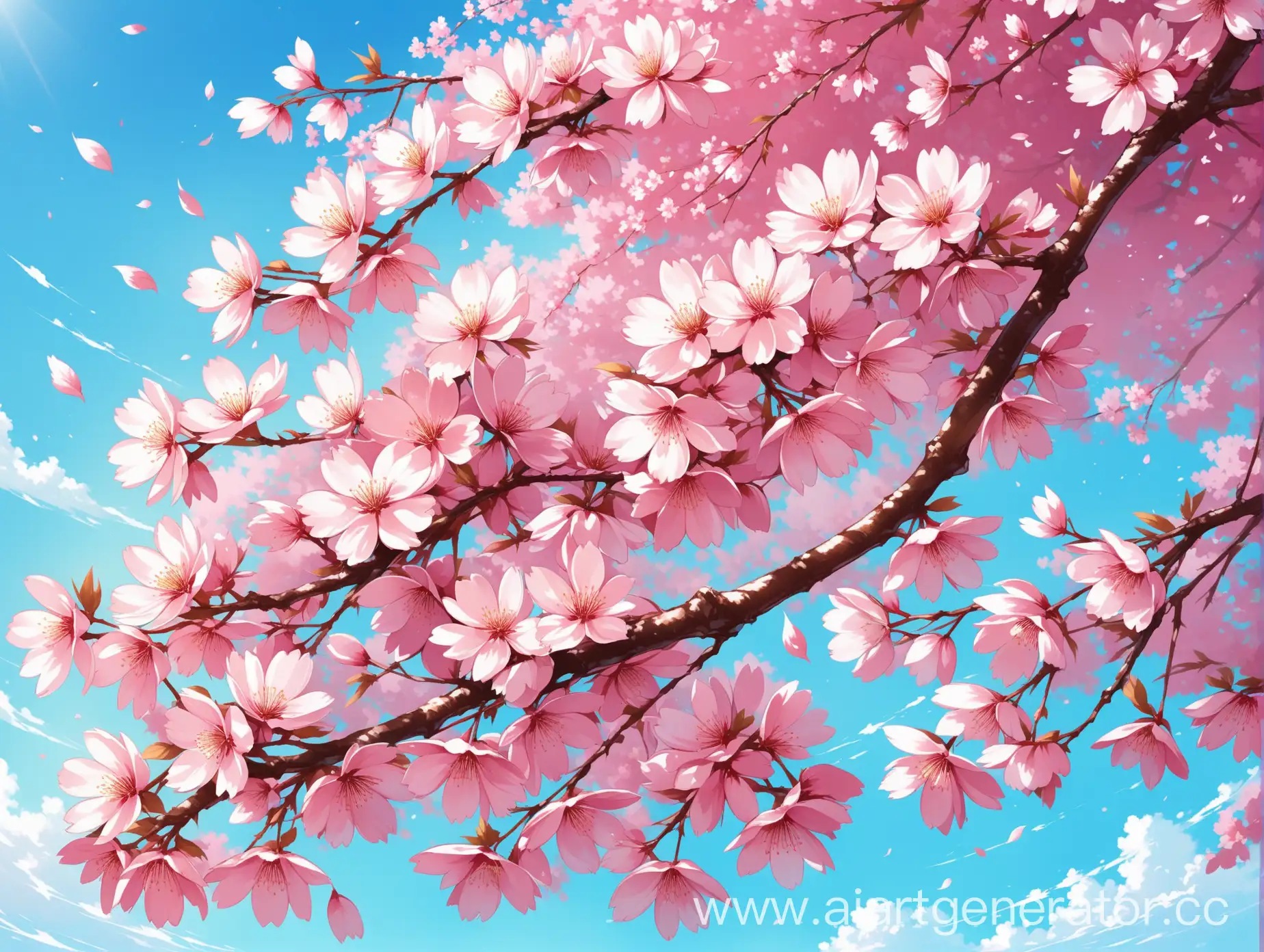 Tranquil-Pink-Sakura-Blossoms-under-a-Clear-Blue-Sky