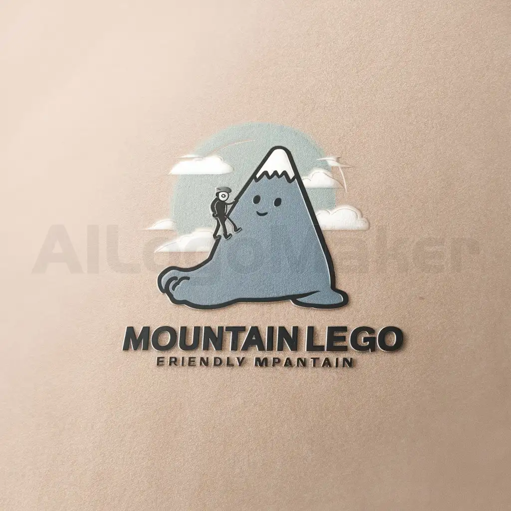 a logo design,with the text 'mountain's leg', main symbol:mountain, leg , foot , colors , man hiking , friendly, simple drawing of a mountain in the shape of a foot, cartoon,Minimalistic,be used in Travel industry,clear background