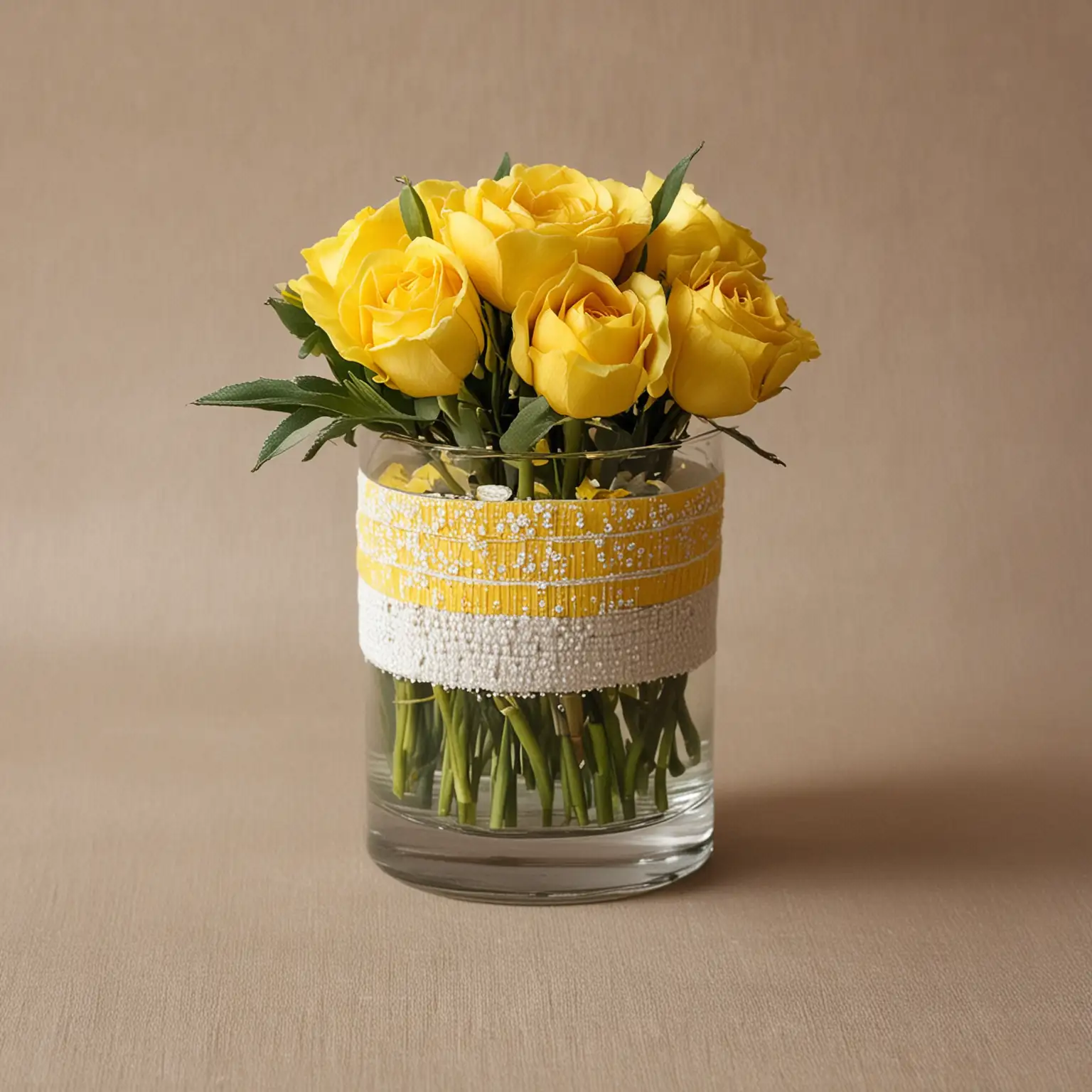 small and simple DIY elegant wedding centerpiece with yellow