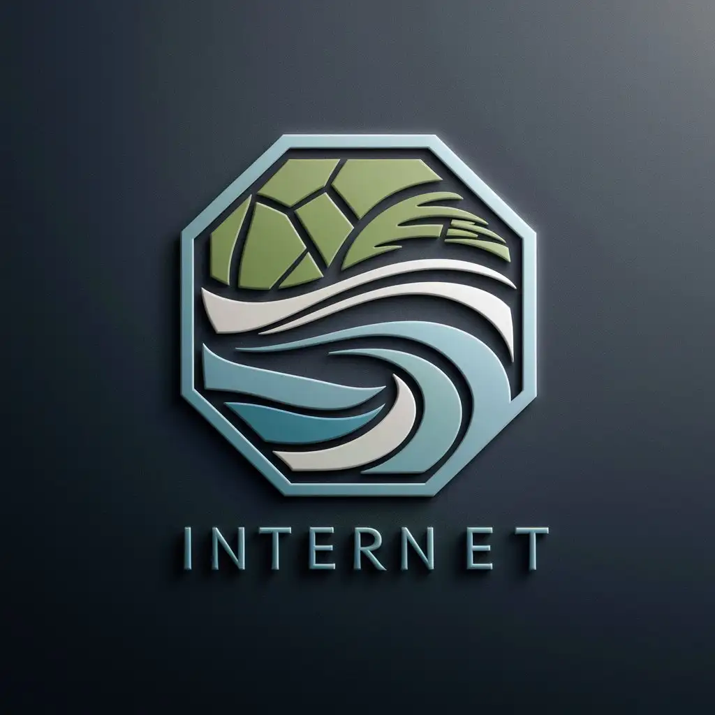 a logo design,with the text "create a logo with a combination of earth air and water elements for monitoring with octagon exterior shape", main symbol:earth water air,Moderate,be used in Internet industry,clear background