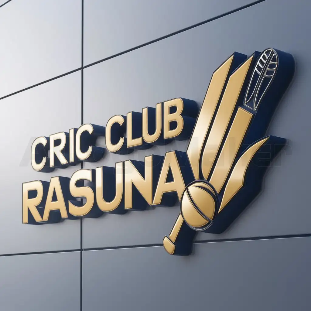 a logo design,with the text 'Cric Club Rasuna', main symbol:Cric Club Rasuna,complex,be used in Cricket industry,clear background