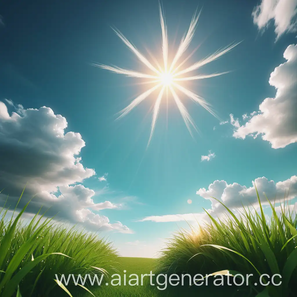 Sunny-Summer-Day-with-Green-Grass-and-Cloudy-Blue-Sky