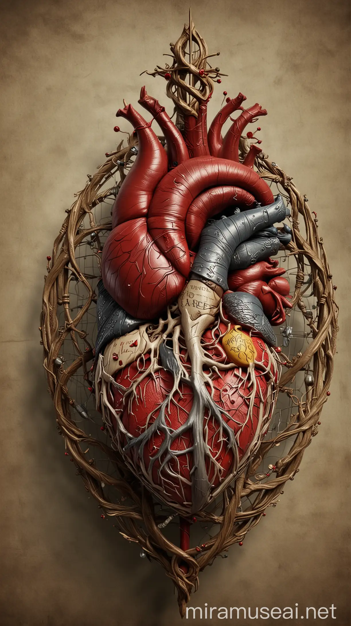 Medical Concept Human Heart DNA Integration with Fantasy Theme