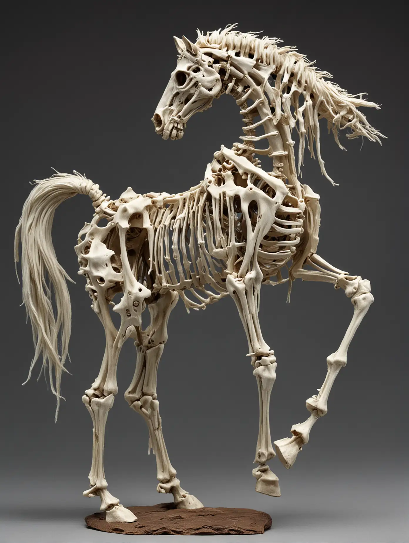 skeleton horse braying on back hind legs only