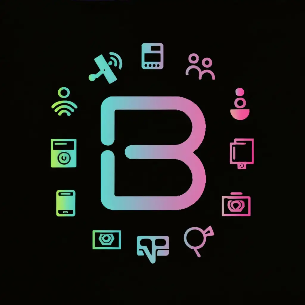 a logo design,with the text "Blognot", main symbol:Music, camera, phone, internet, letter B,Moderate,be used in Blog industry,clear background