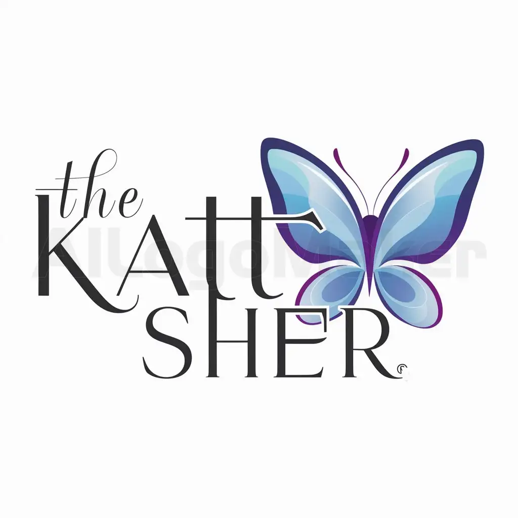 a logo design,with the text "the katt sher", main symbol:mariposa morada,Moderate,be used in Beauty Spa industry,clear background