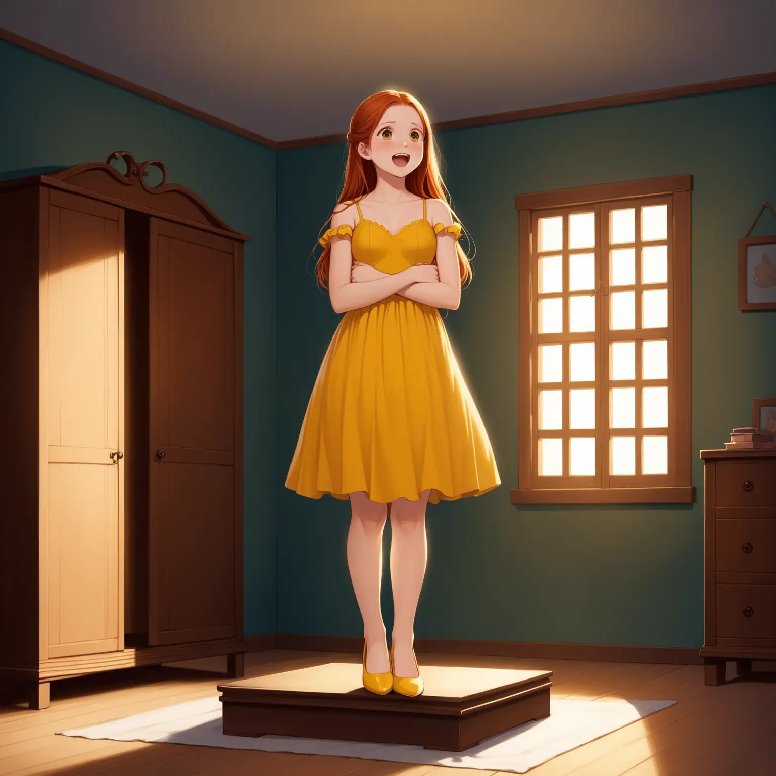 Enchanted Bedroom Portrait Young Ginny Weasley in Beauty and the Beast Attire