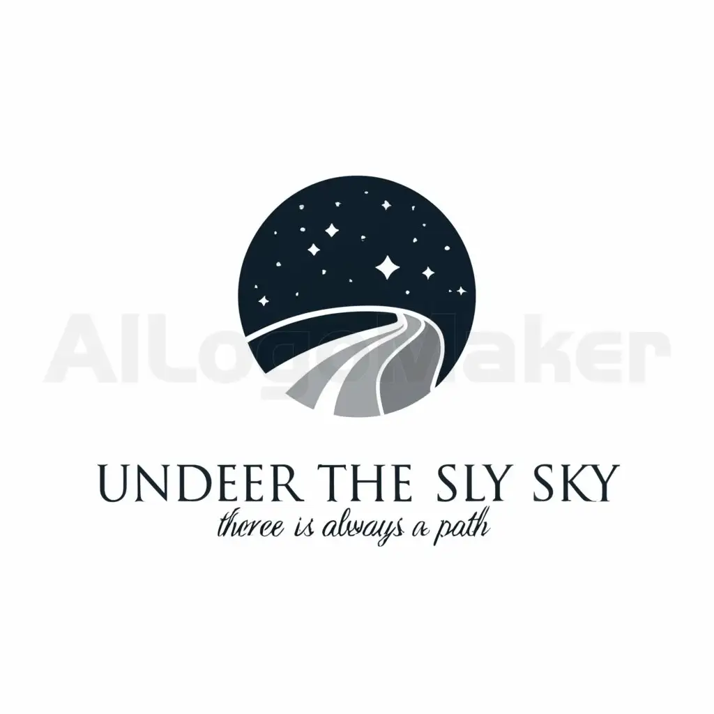 a logo design,with the text "Under the starry sky, there is always a path.", main symbol:Stars/Road,Minimalistic,clear background