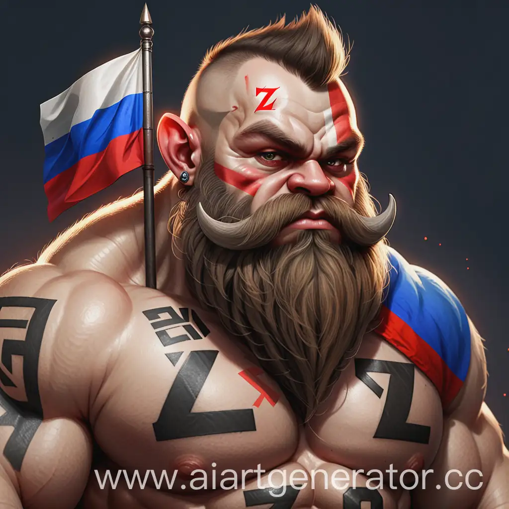 Patriotic-Buff-Dwarf-Bearing-Russian-Flag-with-Distinctive-Markings