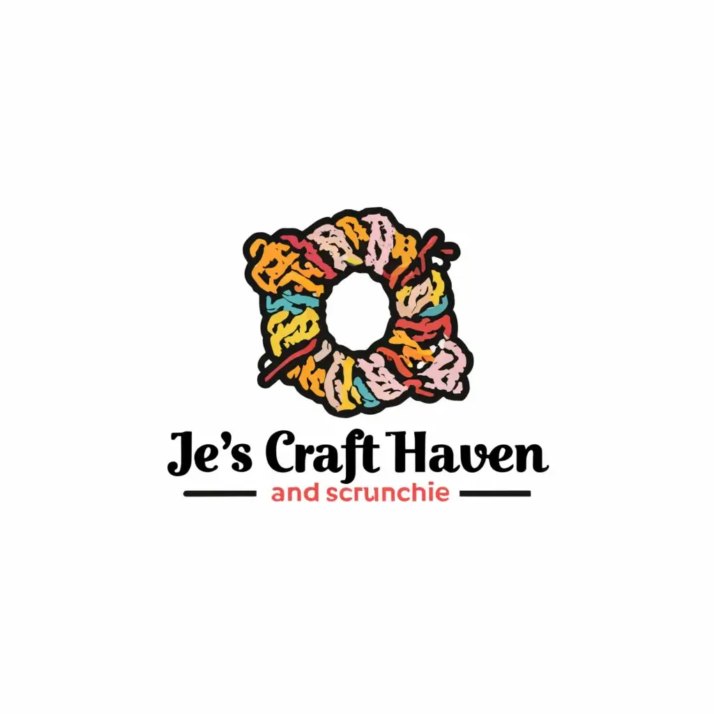 a logo design,with the text "Je's craft haven", main symbol:Amigurumi and scrunchies,complex,clear background
