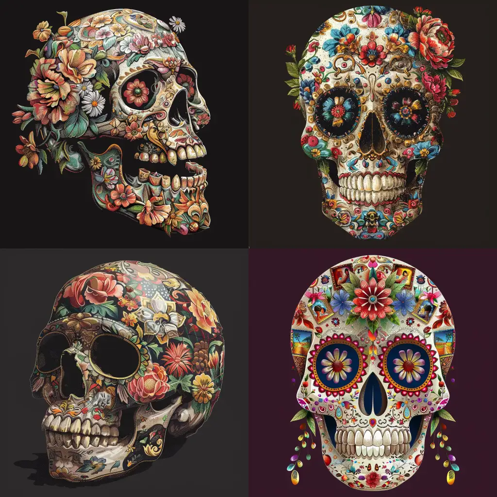 Mexican-Skull-Vector-Art-Print-with-Elaborate-Floral-Decorations