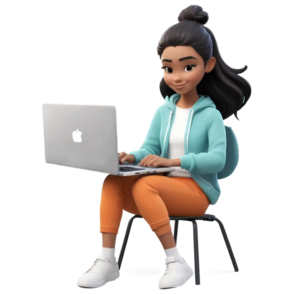 Create-Stunning-PNG-Cartoon-of-a-Girl-Using-Laptop-Engage-Viewers-with-HighQuality-Digital-Art