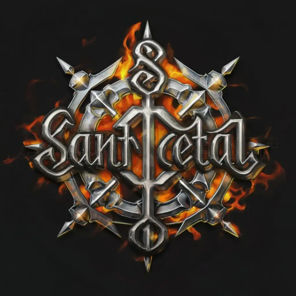 LOGO-Design-for-Santo-Metal-Realistic-Medieval-Metal-Piece-on-Clear-Background